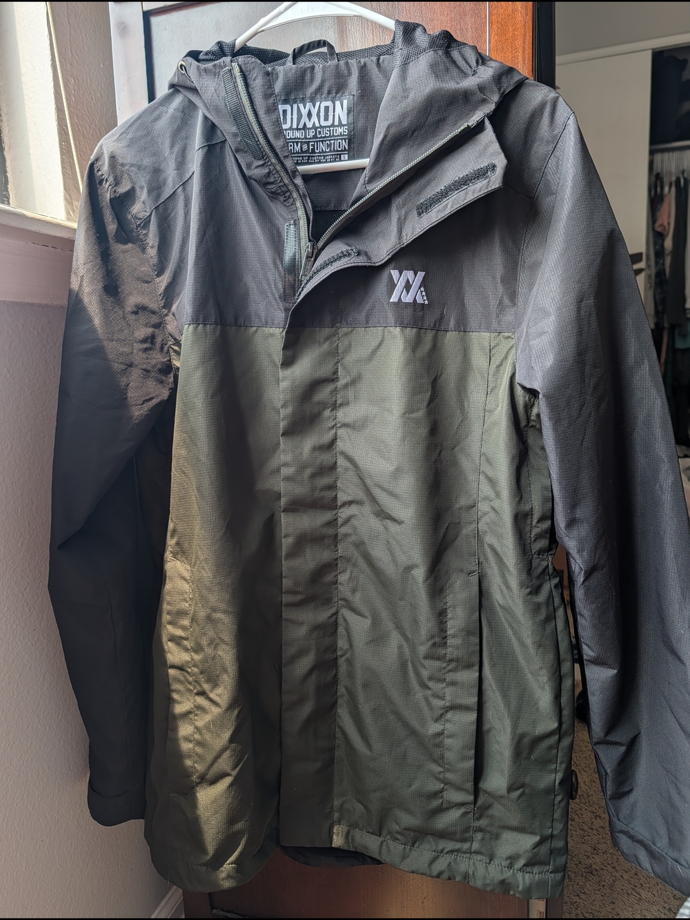 DIXXON Olive & Black Hooded Raincoat Jacket